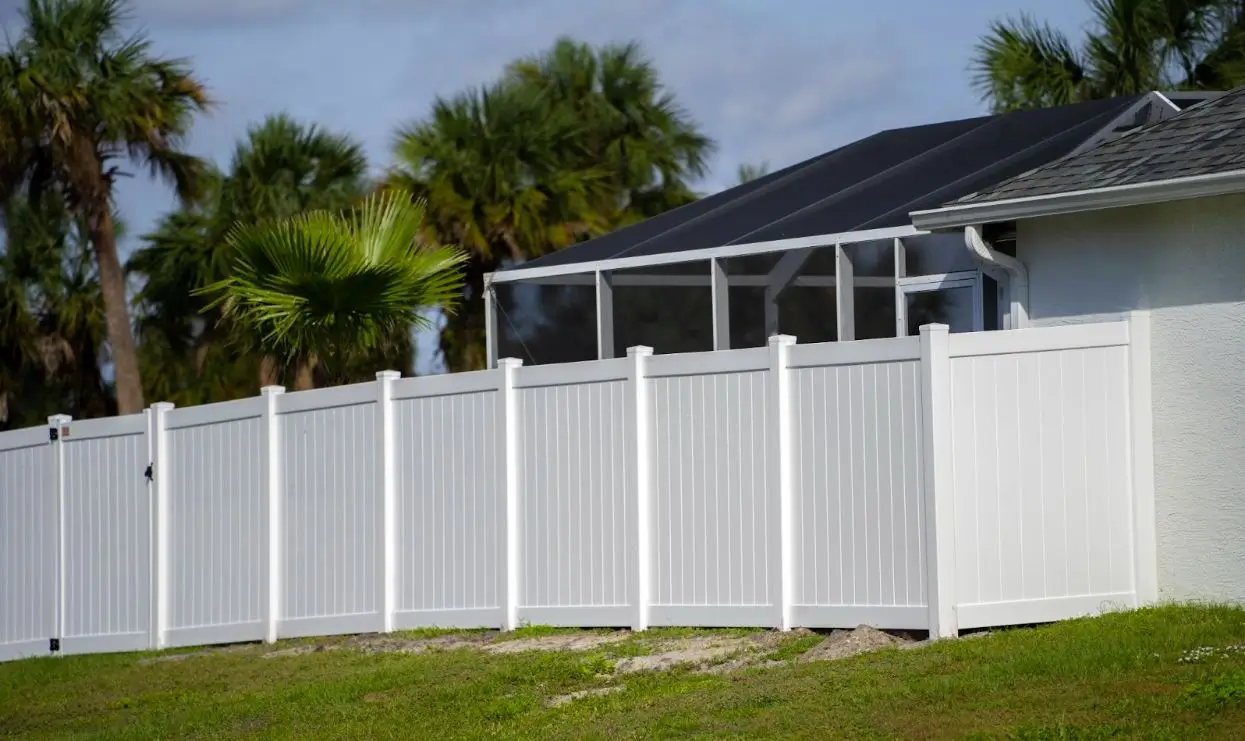 Privacy fence around a home.